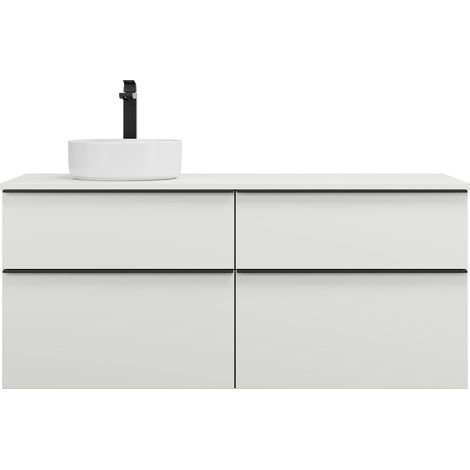 burgbad Eqio lavabo à poser en céramique rond, gauche, meuble (1/2)