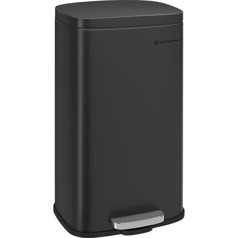 Pattumiera a pedale in acciaio inox 34,8 x 29,7 x 63,3 cm secchio interno in plastica capacità 30 litri coperchio con chiusura ammortizzata antiodore argento/nero 120007202