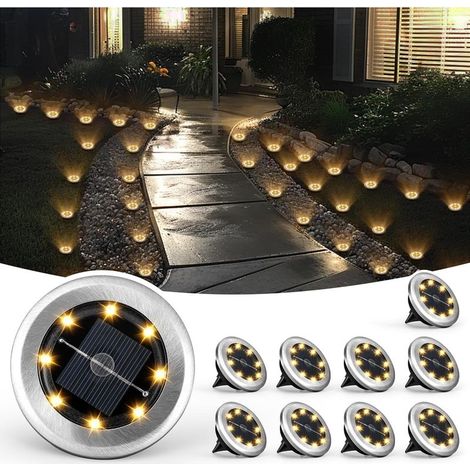 Set mit 10 wasserdichten Mini-Solarleuchten für Garten, Terrasse, Hof, Einfahrt, Gehweg (warmweiß) (1/5)