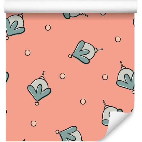 Papier peint abstrait corail et feuilles marines pour salon et chambre 50x1000 cm (1/5)