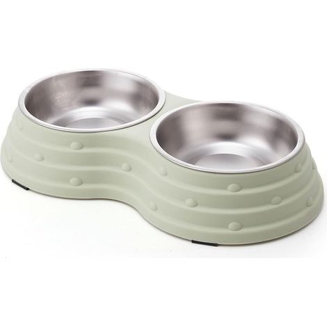 Filiyano-Gamelles doubles pour chien (nourriture et eau), gamelles doubles détachables de qualité supérieure en acier inoxydable avec fond (1/5)