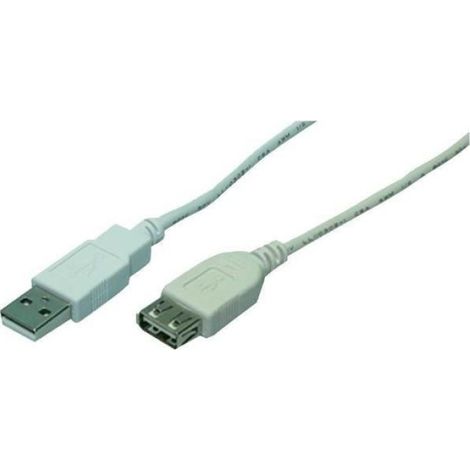 Rallonge USB 2.0 - Connecteur A Mâle vers Connecteur B Femelle - 5 m - AWG 30 - Gris