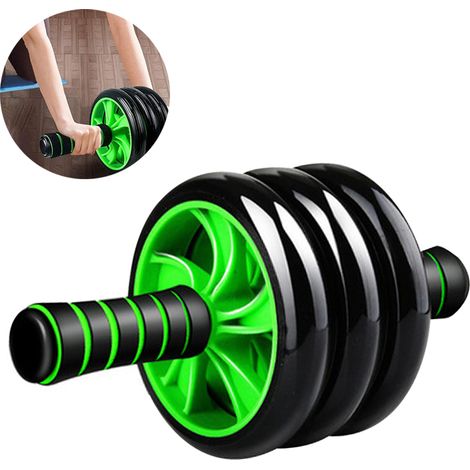 Rouleau Abdominal - 3 Rouleaux - Poignées Ergonomiques - Tapis Genoux Inclus - Pour Entraînement Abdominal et Musculaire - 1 Pièce (1/5)