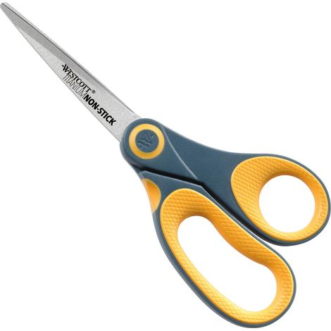 WESTCOTT E-33681 00 FORBICI SOFTGRIP IN NITRURO DI TITANIO NON STICK, GRIGIO/GIALLO, 25 CM (1/3)