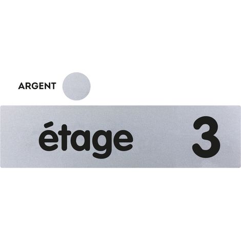 Plaque de porte 3eme étage - Classique argent 170x45mm - 4320557