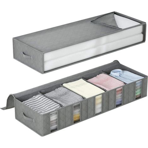 Sac de rangement, commode 2 places sous lit avec fenêtre et poignées transparentes - Rangement pour couettes et couvertures (1/5)