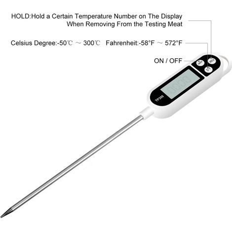 Thermomètre numérique pour aliments, avec sonde longue, lecture instantanée, pour intérieur et extérieur (1/4)