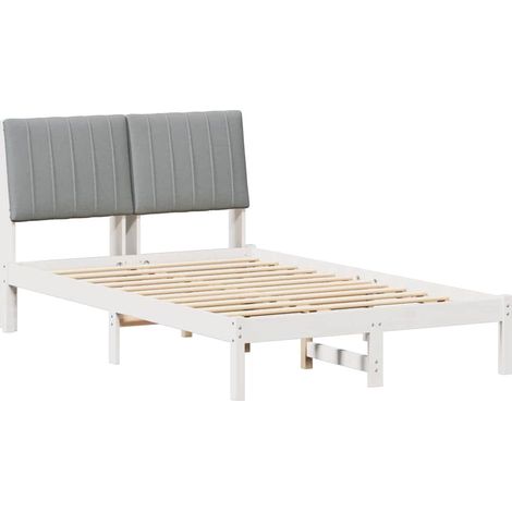 Bed Frame with Headboard White 120 x 200 cm Solid Pine Wood vidaXL (1/5)