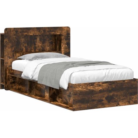 Estructura de cama con almacenamiento Roble Ahumado 75 x 190 cm vidaXL (1/5)