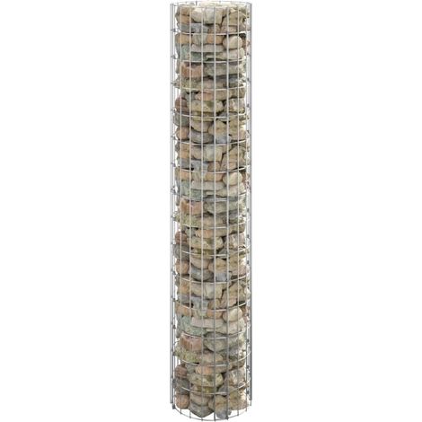 Poteau à gabion Clôture de jardin Gabion Panier en pierre Cage à Pierres de Jardin décoratif circulaire Acier galvanisé Ø30x150 cm DBEB3499979 (1/5)