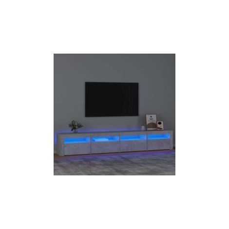 Meuble TV avec lumières LED Gris béton 240x35x40 (1/5)