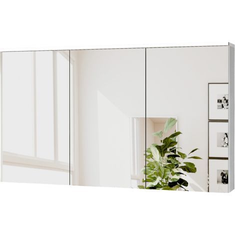 BERNSTEIN - Mobile bagno sospeso Bianco opaco 120x18x70cm (LxPxA) 2 ante a specchio, illuminazione LED, ripiani in vetro - SOLO	Bianco opaco