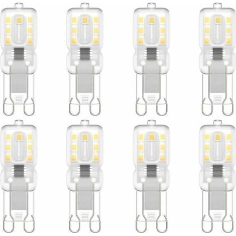 Lot de 8 Ampoules LED G9 220 V Blanc Naturel 5500 K 3 W Équivalent 30 W Halogène Classe Énergétique E (1/5)