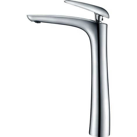 Essebagno Mitigeur lavabo bec haut Galet chrome poignée chrome