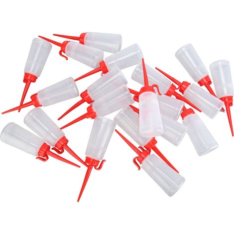 20 flacons d'huile pour machines à coudre, 160 ml chacun, en plastique inodore, avec une bonne étanchéité et un long bec verseur rouge. (1/5)