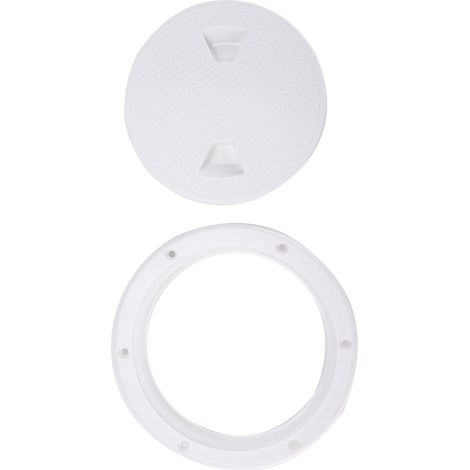 Couvercle de trappe de pont rond blanc 6 pouces, surface antidérapante, conception séparée, trous prépercés pour bateau (1/5)