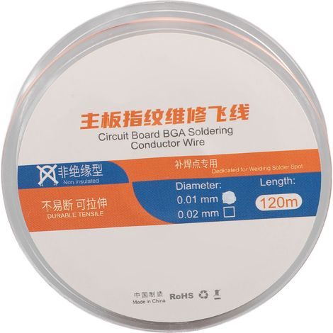 Fil de conduction de puce de téléphone 120m, saut de soudure de carte mère en cuivre pour la réparation de soudage 0.01mm (1/5)