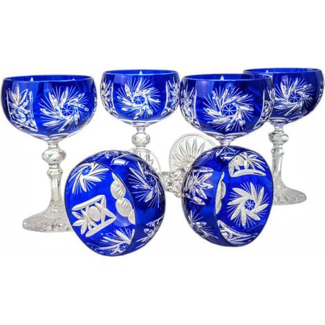 Verres à champagne en cristal de cobalt 150 ml, moulin à olives (1/5)