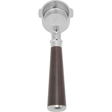 Filtre porte-filtre inox 51mm sans fond, manche en bois d'ébène d'Afrique, compatible machine à café ECO310 (1/5)