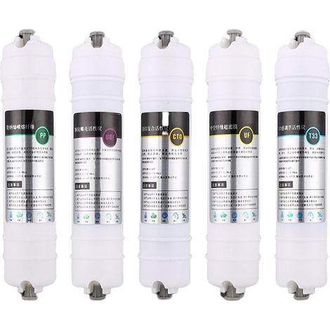 Ortviai Kit de 5 Filtres pour Purificateur d'Eau à Ultrafiltration - Système 5 Étapes avec PP, UDF, CTO, Membrane UF et T33 - Cartouches de Rechange 10 Pouces à Connexion Rapide