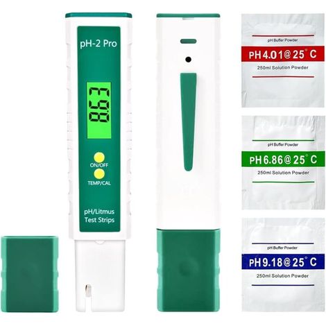 pH Mètre Numérique avec Litmus Bandelette Test Fonction/Température, Multifonctionnel Testeur pH Piscine 0,01 Haute précision, Testeur Qualité Eau avec Fonction ATC (1/5)