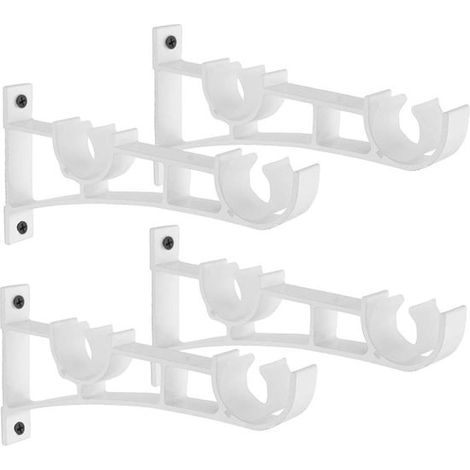 pièces - Support de tringle à rideaux - Supports de tringle à rideaux - Support de tringle à rideaux - Crochets de tringle à rideaux - Blanc - Avec vis - Pour tringles d'un diamètre de 2,5 cm et 3,5 c (1/5)