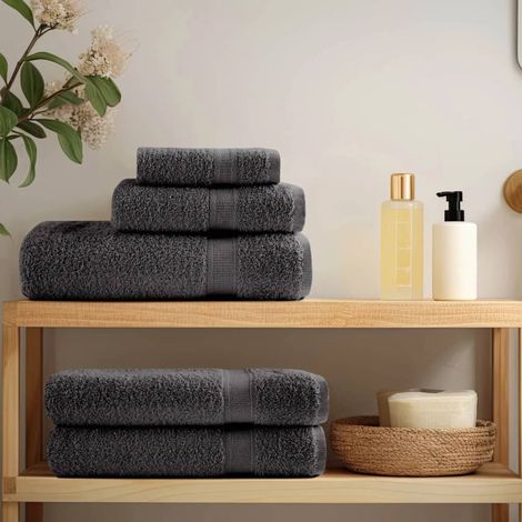 vidaXL Premium Hand Towels "SOLUND" 10 pcs Anthracite 50x100cm 600 gsm (1/5)