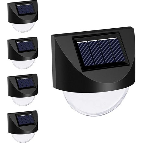 Lot de 4 lampes solaires pour clôture, sans fil et étanches IP65, idéales pour terrasse, escaliers, poteaux, piscine, cour et jardin. (1/4)