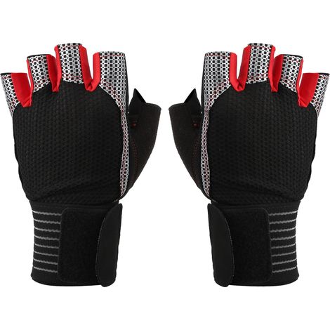 Gants de fitness antidérapants demi-doigts pour haltérophilie et sport avec support de poignet