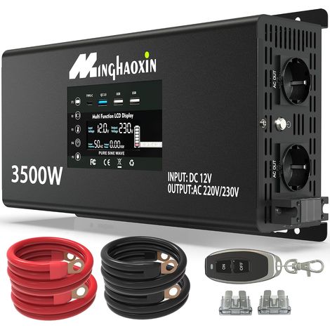 Convertisseur 3500W 12V 220V Pur Sinus avec Télécommande LCD (1/5)