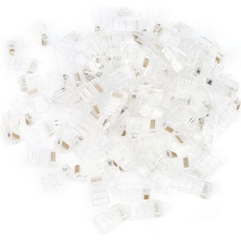 Connecteurs réseau RJ45 Cat5E non blindés plaqués or - Lot de 100 pièces pour ordinateurs de jeu et routeurs (1/5)