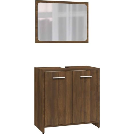 Maison Exclusive - Badmöbel-Set Braun Eichen-Optik Holzwerkstoff (1/5)