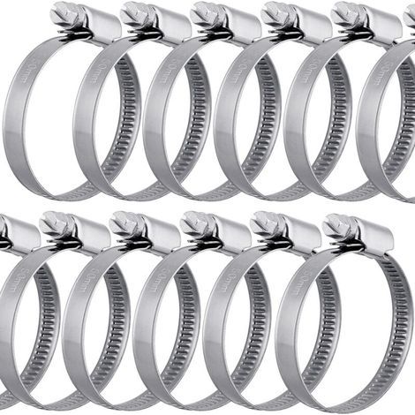 12 pièces colliers de serrage en acier inoxydable 32-50 mm largeur de bande 9 mm - qualité supérieure selon DIN 3017 (W4), fixation de tuyau (1/4)