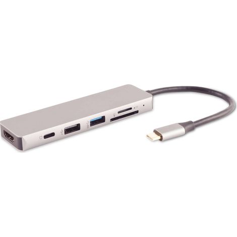 Station d'accueil USB-C S-IMPULS, 6-en-1, HDMI, PD, Hub, SD
