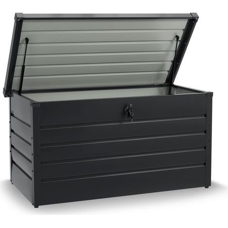 Juskys Metall Aufbewahrungsbox Limani 380 Liter - Outdoor Box - wasserdicht, abschließbar - Gartenbox, Auflagenbox, Kissenbox für Garten Anthrazit (1/5)