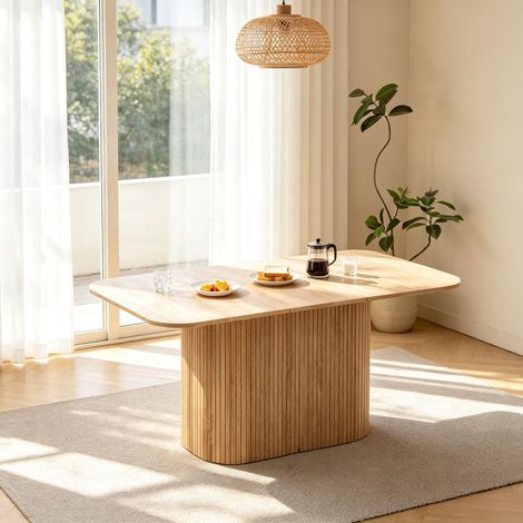 Table rectangulaire moderne design épuré, plateau 120x60cm, piètement métal robuste, idéale pour salle à manger ou bureau, gain de place et stable (1/5)