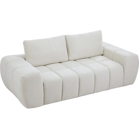 Divano 3 posti compresso in tessuto testurizzato beige BENAFO (1/5)