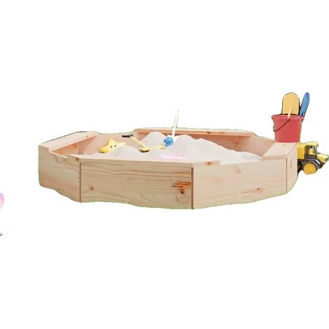 Zona de juegos, diseño octogonal, construcción en madera maciza de pino, color marrón. (1/2)