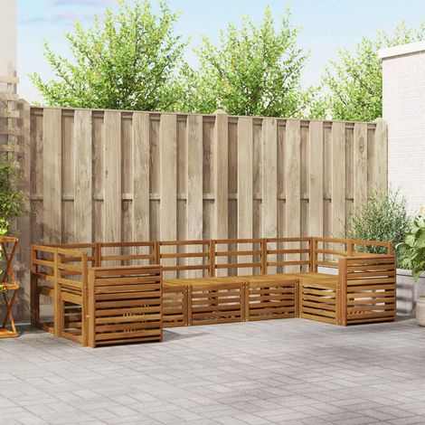vidaXL Outdoor Sofa Set 7 pcs Natural (1/5)