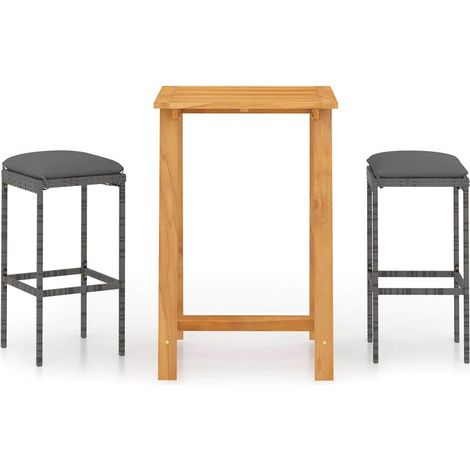 Maison Exclusive - Set Bar da Giardino 3 pz con Cuscini Grigio (1/5)