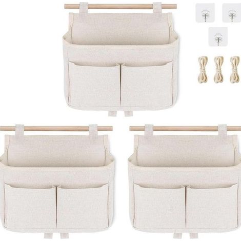 Paquete de 3 bolsas organizadoras colgantes adhesivas de 25x27x6 cm. (1/5)