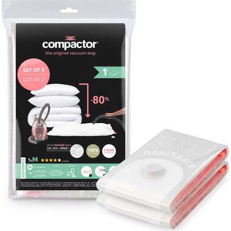 Lot 2 sacs rangement sous vide Aspispace M - COMPACTOR - 55x90 cm - Transparent (1/5)