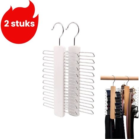 Lot de 2 porte cravates en cuir multifonctionnels pour rangement des cravates blanc (1/5)