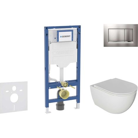 Geberit Duofix - Conjunto de módulo de instalación empotrada, Inodoro Oudee y asiento con cierre suave, botón Sigma30, cromo lacado mate/ cromo SANI11CA1122B (1/5)