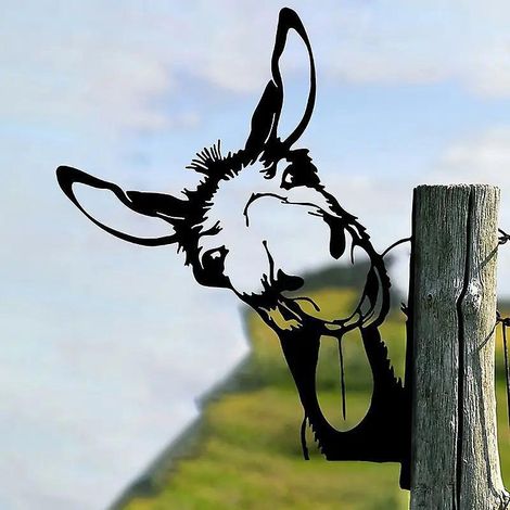 donkeya Ornements De Jardin En Mtal Pour Cltures, Dcorations D'extrieur Et De Maison, Animaux, Dcoration De Jardin, Sculptures, Silhouettes En Fo (1/5)