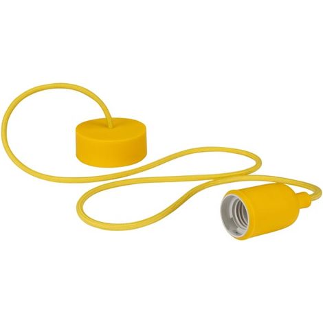 Perel – Suspension en silicone jaune avec cordon textile – Douille E27 – Câble réglable 1,4 m – Pour espaces intérieurs modernes (1/5)