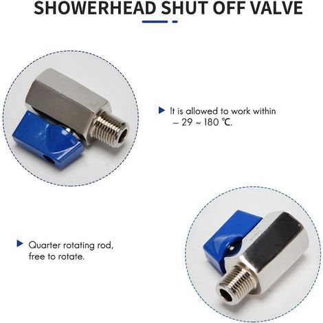 Lot de 3 mini-vannes à bille 1/2 pouce en acier inoxydable 304, filetage NPT mâle et femelle, idéales pour les pommeaux de douche et les régulateurs de débit. (1/5)