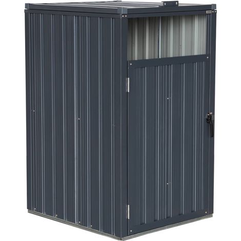 Grey galvanised steel bin shed, Escaut, Grey, 73x82x124 cm