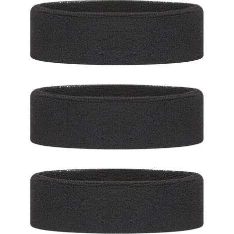 Conjunto de 3 cintas para la cabeza negras que absorben el sudor, accesorios deportivos y de fitness para correr, yoga, fitness, tenis y baloncesto. (1/5)
