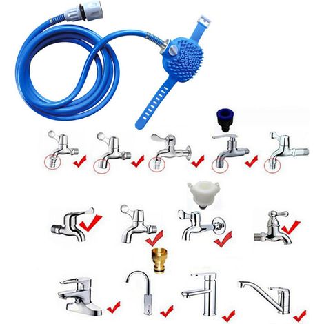 Accessoire de douche pour animaux de compagnie, tuyau de douche détachable en silicone ABS pour chien, douchette pour laver, frotter, masser et toiletter (1/5)